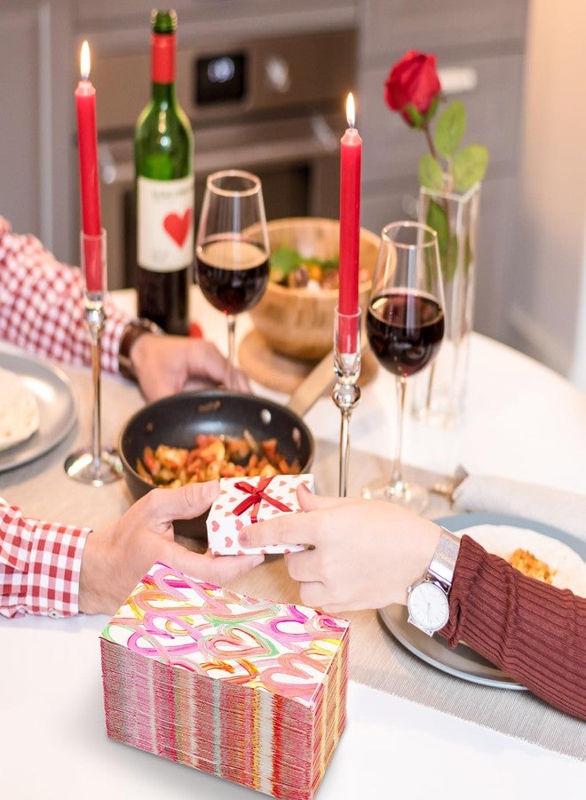 JarThenaAMCS مناديل ورقية للضيوف من JarThenaAMCS، 100 قطعة، بتصميم قلوب ملونة، مناسبة لعيد الحب، للاستخدام المنزلي والحفلات. - Image 5